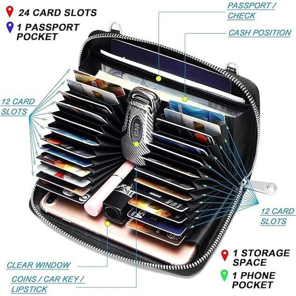 Red Women Cross-Body Cell Phone Purse Wallet Bag Shoulder Strap Gift Boxed - Picture 4 of 6